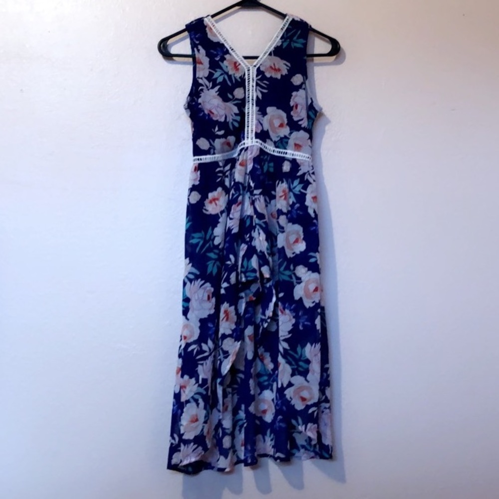 A floral romper with a skirt